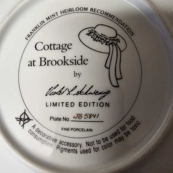 Franklin Mint- Cottage at Brookside Ltd. Edt. Plate - Picture 2 of 2